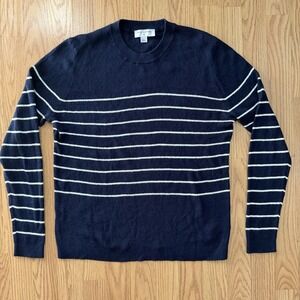 Nili Lotan Women Striped Dark Blue Pullover Sweater Size L